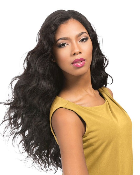 Sensationnel Empire Curly Human Hair - Body Wave Tangle Free Weaving for Quick Weave and Sew in Styles for Faux Highlights and Fauxmiddlepart Leave Out (14 inch, 1B OFFBLACK)