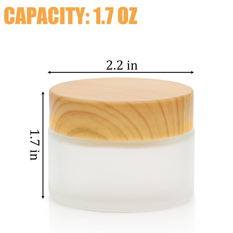 ZENFUN 16 Pcs Glass Cosmetic Containers 1.7 Oz/50ml Empty Sample Jars with Plastic Lid, Travel Pots with Lid, Small Makeup Sample Jars, Refillable Travel Jars for Cream, Lotions, Lip Balm