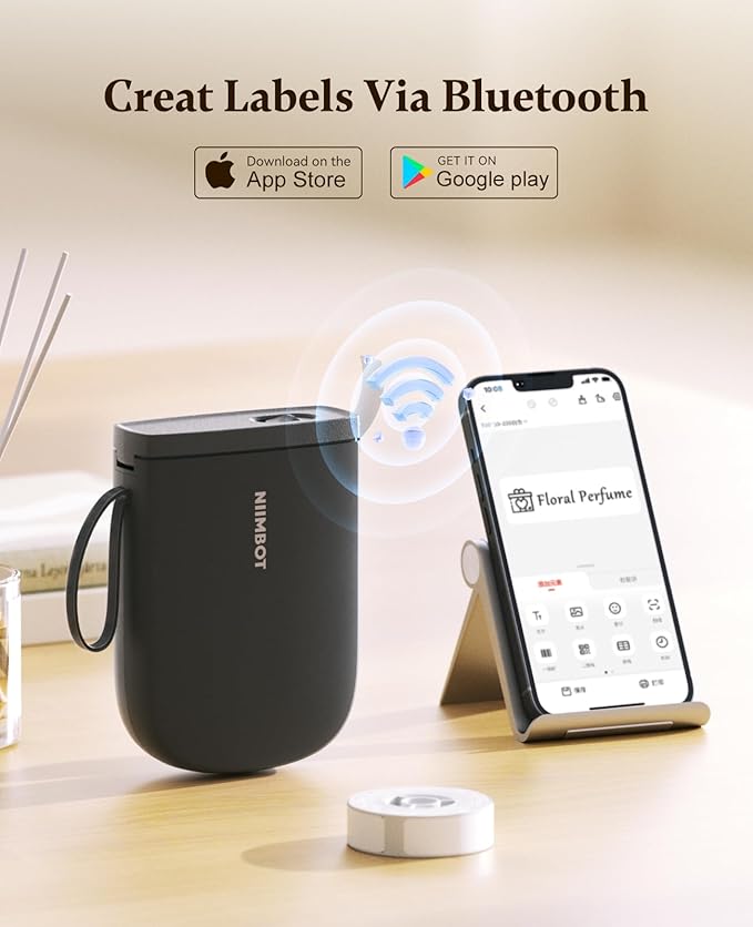 NIIMBOT D11 Upgraded Version Label Maker Machine with Tape, 300 DPI HD Portable Sticker Labeler with Multiple Templates, Thermal Label Printer for Office Organization, Home, Kitchen, School, Black