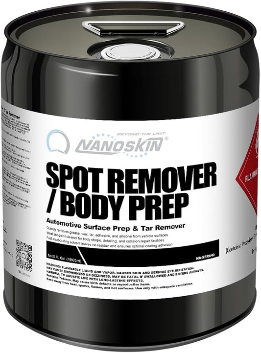 Nanoskin Spot Remover/Body Prep Automotive Surface Prep Cleaner 5 Gallon - Fast-Drying Solvent Degreaser Removes Tar, Grease, Wax & Adhesive, VOC-Compliant Pre-Paint Panel Prep