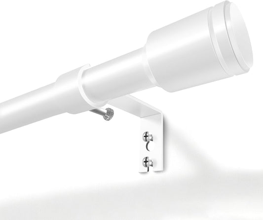 Skiennix Adjustable Curtain Rods - 5/8” Diameter, 30-60 Inch for Windows | White with Brackets