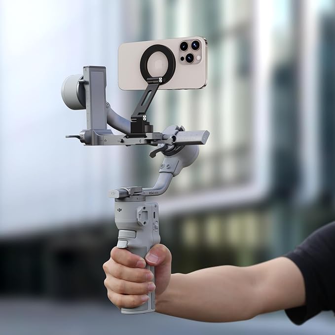 elitehood Magsafe Tripod Mount with Cold Shoe & Arca Port & 1/4" Thread, Aluminum Magnetic iPhone Tripod Mount Adapter for Camera, Adjustable Camera Phone Holder Attachment for iPhone & Smartphone