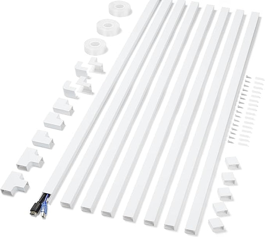 Cord Covers for Wires on Wall Extra-Long, 24ft TV Cord Hider Kit, Paintable Cable Management Concealer, TV Wire Hider for Wall, White Cable Raceway Channel, 8 x L36in x W0.95in x H0.55in