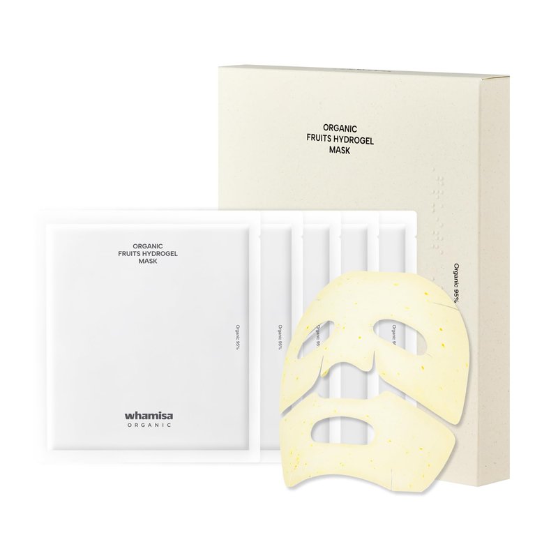 Whamisa Organic Fruits Hydrogel Facial Sheet Mask â Yuja, Hydration, Deep Moisture, Skin Care, Skin Elasticity, Blemish-Prone Skin Care, Pore Care, Fermentation, Korean Skin Care (5 PCS/Pack)