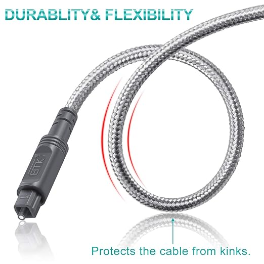 EMK Digital Optical Audio Cable-3Feet/1M Toslink Cable - Fiber Optic Cord for Home Theater,Sound bar,TV,Gaming Console,Musical Instrument,Projector,Speaker