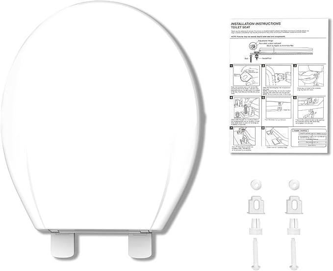 Commercial Round Toilet Seat 17" â Soft Close, Quick-Release & Attach Hinges, Grip-Tight Bumpers, Durable Mark-Resistant Plastic, Easy Install & Clean, White â Color: White 17" Round PP
