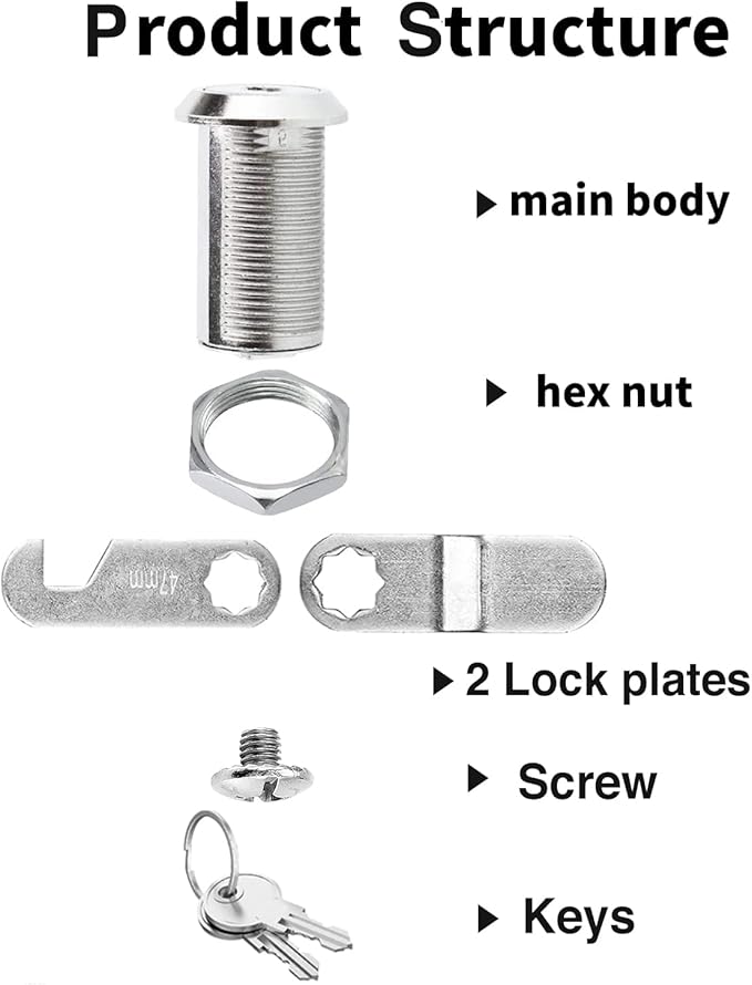 Sartatue Cabinet Cam Locks Keyed Alike, 1-1/8'' Fits on7/8'' Max Door Thickness, Secure File Drawer Mailbox RV Storage Replacement Set, Zinc Alloy (1-1/8 Inch 6Pcs)