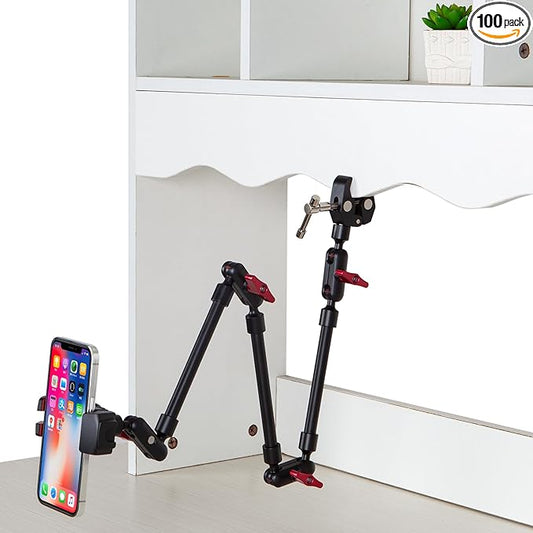 GOINWAVE Magic Arm Camera Mount, 32" Aluminum Articulating Arm with Desk Clamp & Standard 1/4" Screw, Heavy Duty Overhead Tablet Stand for Video Recording, Live Streaming, Vlogging