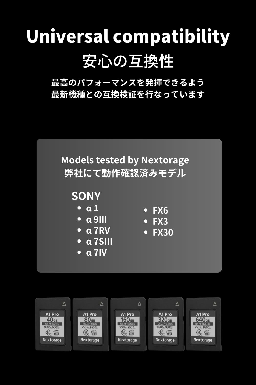 Nextorage Japan CFexpress Type A Card NX-A1PRO 640GB VPG 400 Ultra Fast Read 950MB/s Write 950MB/s