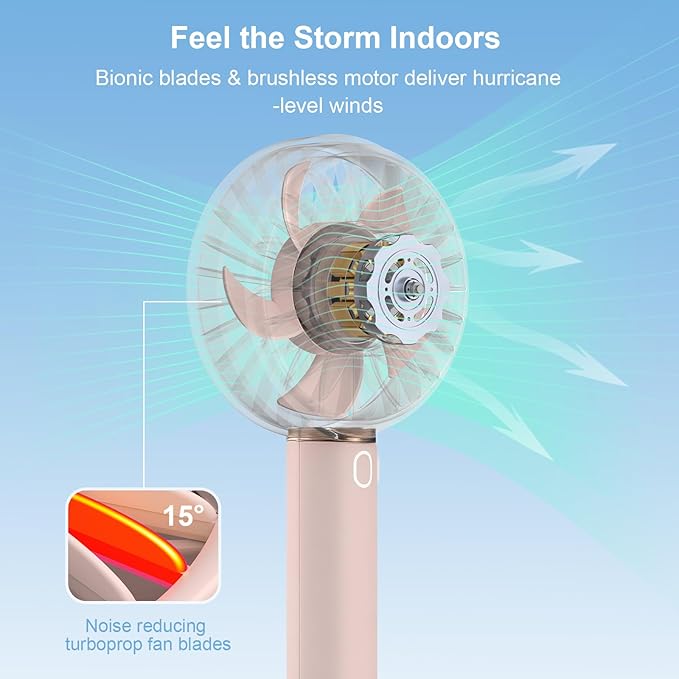 Mizong Mini Fan Portable Handheld Fan USB Rechargeable Personal Fan with Base 10H Long Lasting Battery Mini Pocket Cooling Fan for Desktop Travel Outdoor Vacation Concert Lash Makeup Use