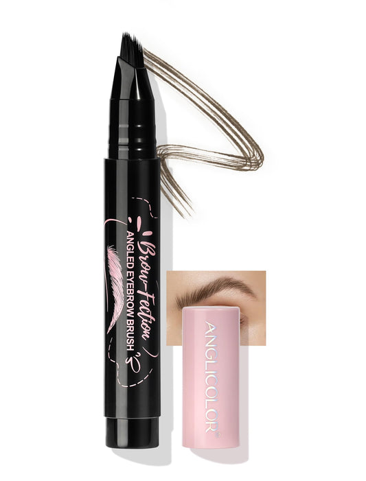 Anglicolor Eyebrow Pen, Angled Brow Brush, Microblading Eyebrow Pencils for Women, Natural Brow Pen, Eyebrow Brush To Hair-Like Strokes Long-Lasting, Waterproof, Smudge-Proof (02 Tawny Brown)