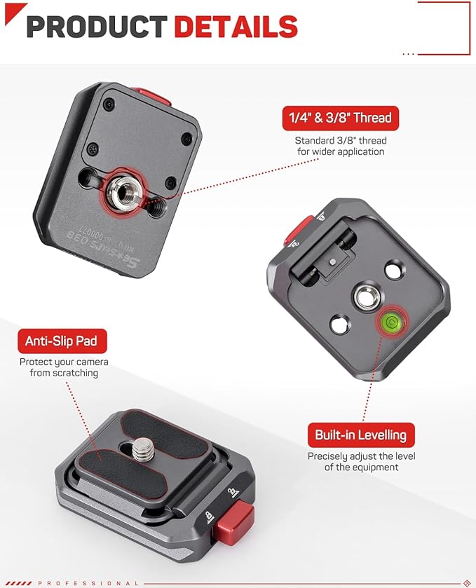 IFOOTAGE Q38 Quick Release Plate, Camera Quick Release Tripod Mount Adapter with 1/4" Screw, QR Adapter for Sony Canon DSLR, Tripods, Monopods, Sliders, Stablizers, Monitors