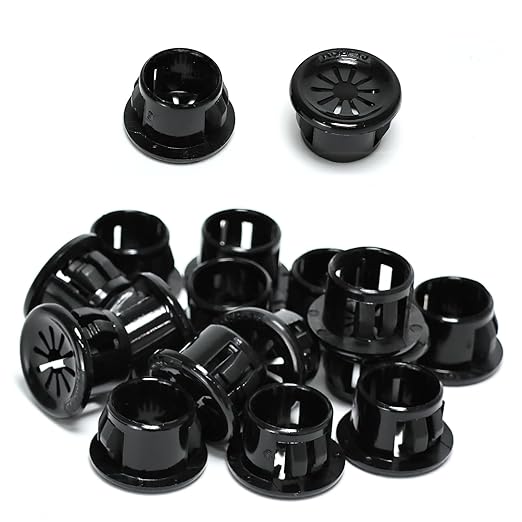 BOPOREAE 50 Pcs Cable Grommet, Snap Bushing 1/2" (13 mm) Mounting Diameter, Flexible Petal-Shaped Buckle Round Nylon Desk Grommet for Wires Through Countertop Cord Organizer and Protection, Black