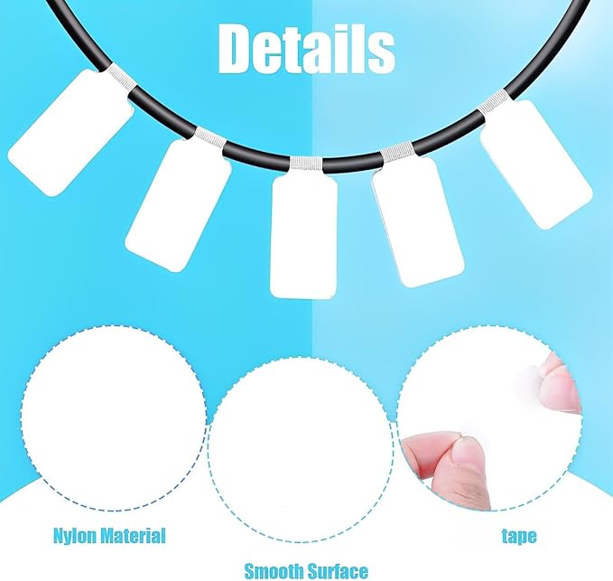 Eersida 60 Pieces Self Adhesive Cable Labels Wire Labels Nylon Writable Cord Tags Waterproof White Wire Cable Tags for Electronics Office Computers Management and Identification(Rectangle,3.54 Inch)
