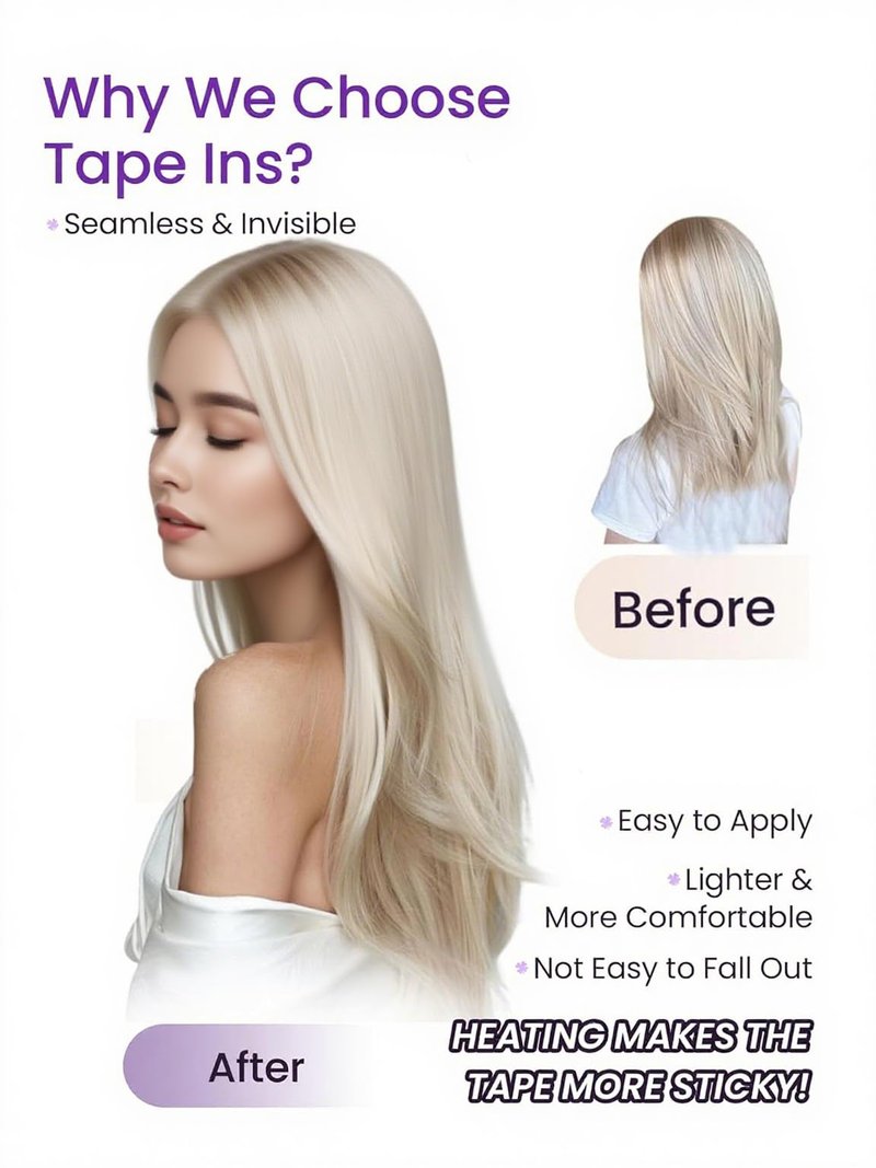 LaaVoo Tape in Hair Extensions Human Hair Tape in Extensions Blonde Ombre Human Hair Extensions Tape in Light Brown to Ash Blonde Hair 16inch 20pcs 50g