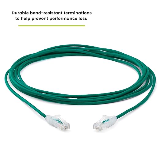 TRUECABLE Cat6 Component Rated Patch Cable, Unshielded (U/UTP), 14ft, Green, 28AWG Stranded Pure Copper, Snagless 10G High-Speed Ethernet Cable, PoE++ 4PPoE 100W, UL Listed, RoHS-3, 5 Pack