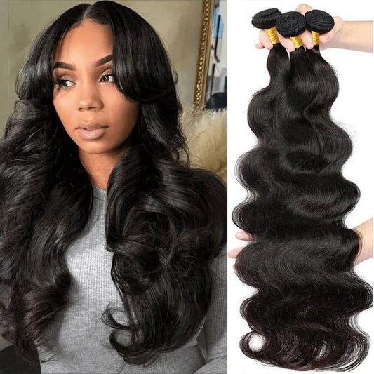 PerisModa Body Wave Bundles Human Hair 16 Inch 1PC 100% Human Hair Bundles Unprocessed Brazilian Virgin Hair Bundle 12A Body Wave Human Hair Extensions Natural Black