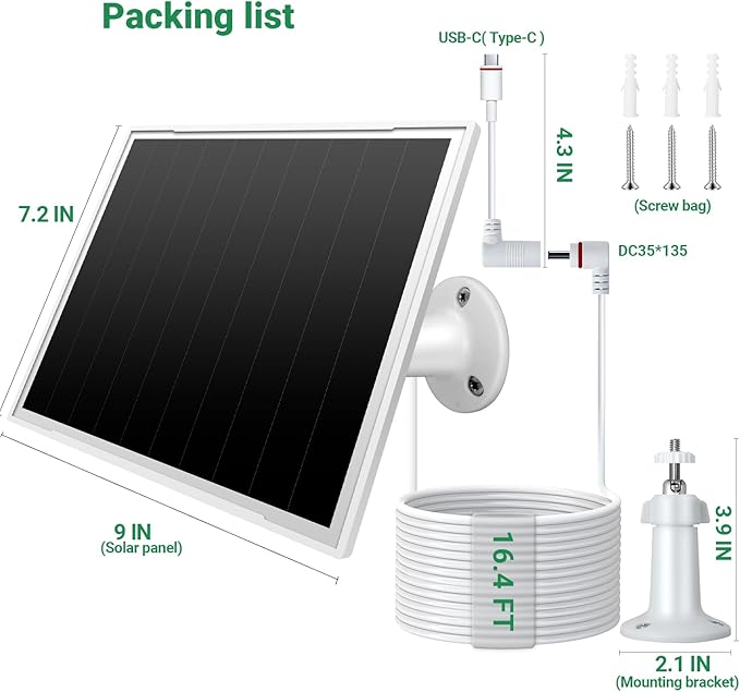 2 Pack Solar Panel 8W Solar Charger