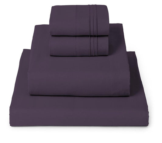 Mellanni Full Sheets Set - 4 PC Iconic Collection Bedding - Hotel Luxury, Extra Soft, Cooling Bed Sheets - Wrinkle, Fade, Stain Resistant (Full, Purple)