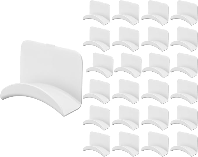 Wonderjune 24 Pcs Headphone Wall Hangers Adhesive Gaming Headset Holder Hooks for Wall Mount Strong Universal Stand Hooks for Most Headphone Controller, Hat, Baseball Caps, Door, Closet (White)