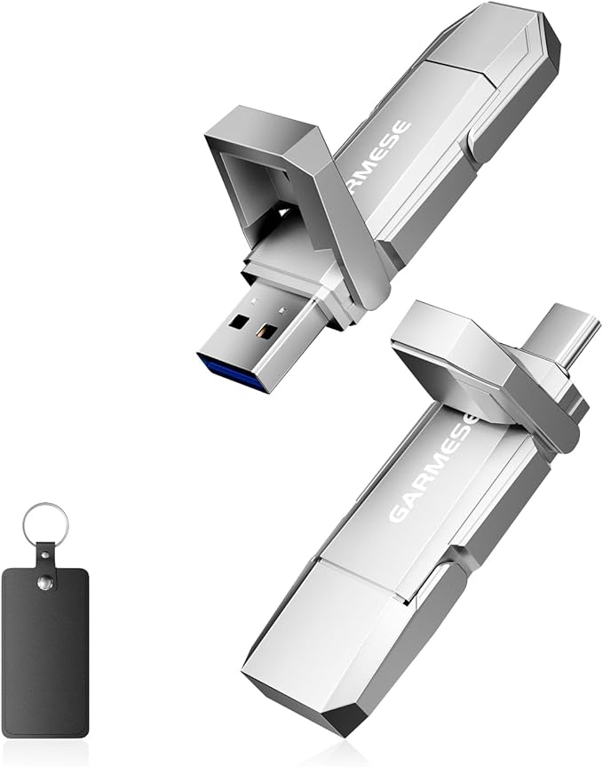 GARMESE 256GB USB C SSD Flash Drive Up to 450MB/s USB 3.2 Solid State Thumb Drive Type-A + Type-C 2-in-1 Flash Drive Memory Stick Data Storage Compatible with Smartphone Tablet Computer Game Console