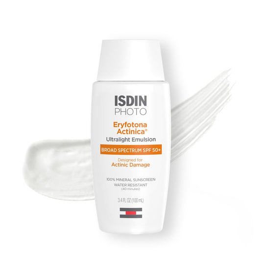 ISDIN Eryfotona Actinica SPF 50+, Mineral Sunscreen for Face with Zinc Oxide, Anti-Aging Sunscreen, No White Cast, Dermatologist Recommended, 3.4 Fl Oz