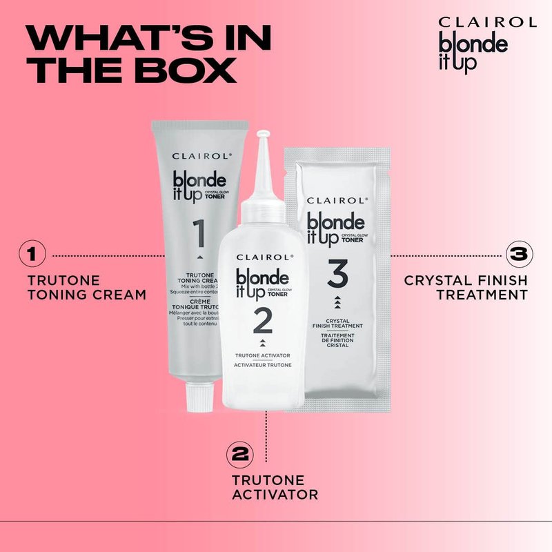 Clairol Blonde It Up Crystal Glow Toners Demi-Permanent Hair Dye, Luminous Pearl Hair Color | Ammonia Free | Add Pearlescent Tones to Pre-Lightened Shades | Neutralizes Warmth | Pack of 1