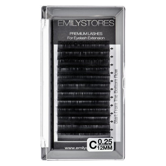 EMILYSTORES Eyelash Extensions 0.25mm Thickness C Curl Individual Volume Fake Eye Lashes (12MM)