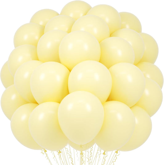 Voircoloria 12-Inch Pastel Yellow Balloons - 66-Pack Latex Party Decorations for Birthdays & Events