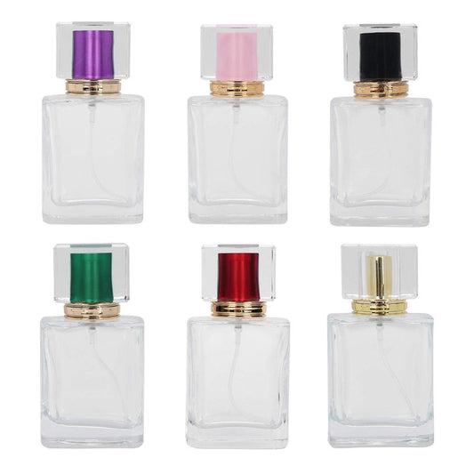 Yosoo 6Pcs 50ml Refillable Glass Perfume Bottles with Spray Atomizers for Aromatherapy Skincare - Multi-Color