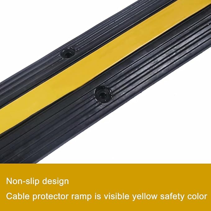 YONSHENG Rubber Cable Ramp Cord Cover Cable Protector Ramps Wire Hose Protective 1 Channel 22000Lbs Load Capacity Traffic Speed Bump for Asphalt Concrete Gravel Driveway Indoor Outdoor, 3 Pack