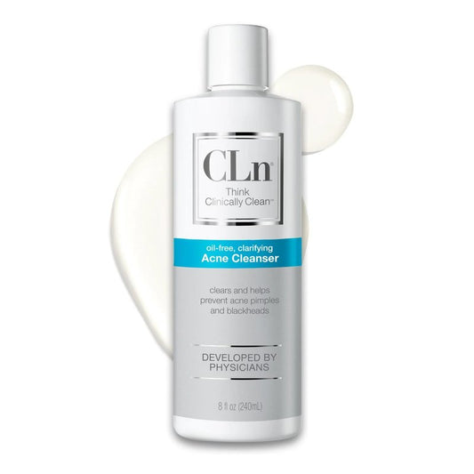 CLn® Acne Cleanser-The Only Cleanser with 0.5% Salicylic Acid Preserved with Sodium Hypochlorite for Clarifying Skin from Blackheads & Breakouts, Oil-Free & Fragrance-Free, 8 fl oz
