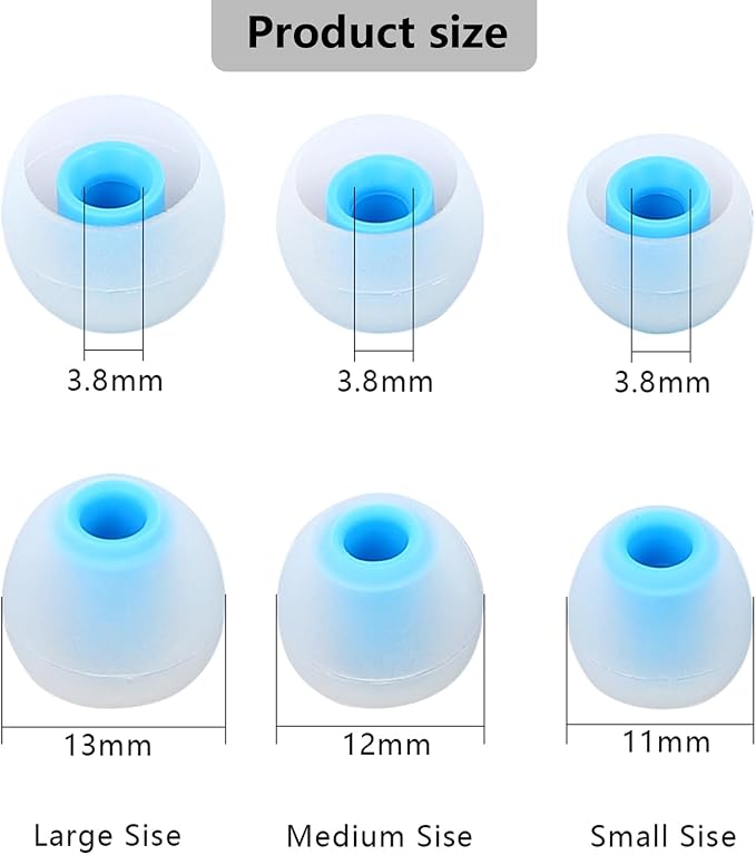 MMYQXI Earbud Replacement Tips Silicone Earbud Tips Earbud Covers Fit for in-Ear Headphones (Inner Hole 3.8mm -5.1mm) Ear Tips Earbud Rubber Tips 9 Pairs S/M/L