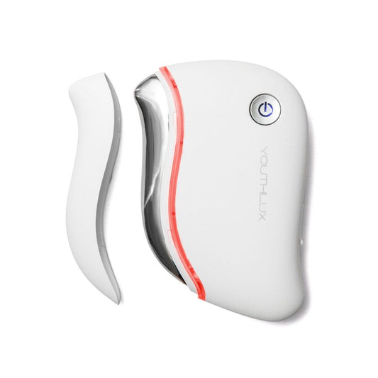 YOUTHLUX ProSculpt Heated Gua Sha Facial Massager – Electric Guasha Tool for Face Sculpting, Relaxation & Skincare | Soothing Vibration Facial Massage Tool with Contoured Design (White)