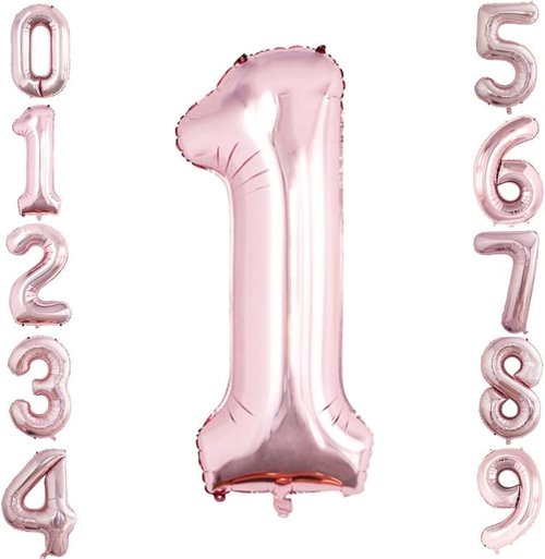 GOER Rose Gold Foil Number Balloons - Huge 1st Birthday Party Decorations | 3 Pack (42", 32", 16")