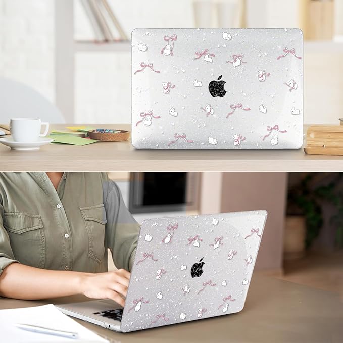 HOHAIYOO for 2026 2025 2024-2022 MacBook Air 13 inch Case M5 A3449 M4 A3240 M3 A3113 M2 A2681 with Touch ID& 13.6" Liquid Retina Display, Hard Shell&Keyboard Cover&Screen Film&Webcam Cover, Bunny-P