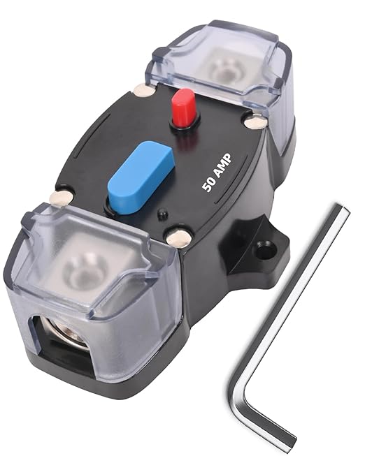 BULVACK 50 Amp Circuit Breaker with Manual Reset Waterproof Inline Fuse Inverter for Marine Trolling Motors Boat ATV Manual Power, Suface Mount, 12V-48V DC