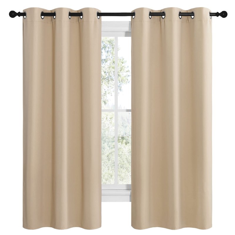 NICETOWN Room Darkening Curtain Panels for Cafe, Thermal Insulated Grommet Room Darkening Draperies/Drapes for Window (Biscotti Beige, 2 Panels, W42 x L68 -inch)