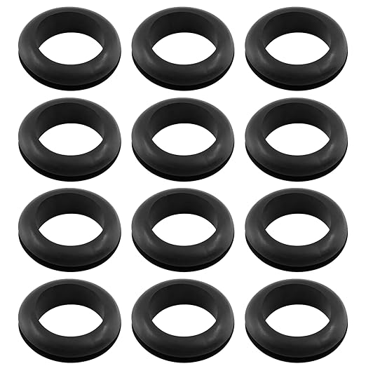 Kyuionty 12 Pcs Rubber Grommets, 3/4" Inside Diameter 7/8" Drill Hole Rubber Wire Grommets for Wire, Firewall, Cables, Plugs