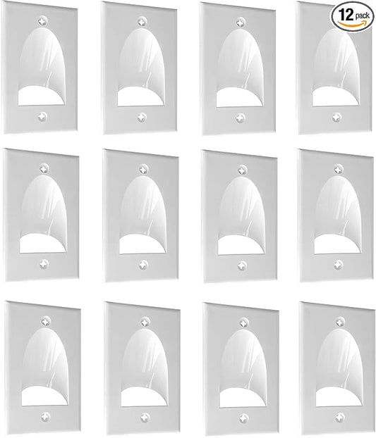 BestMounts - 12 Pack Inner Nose Behind Wall Cable Management TV Cord Hider for Wall Mounted TV - Single Gang Low Voltage Recessed Wall Plates Cable Pass Through for Wires, HDTV, HDMI (White)