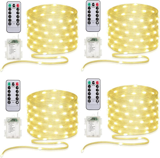 Skiennix 50 LED Battery Operated String Lights - 16.5ft Fairy Lights with Remote & Timer for Indoor/Outdoor Decor - Warm White