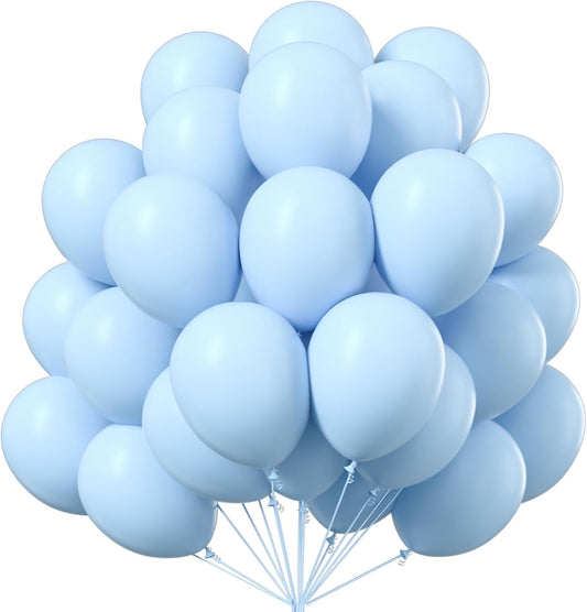 PartyWoo Baby Blue Balloons - 100pcs 12 Inch Light Pastel Aqua Blue for Celebrations & Events