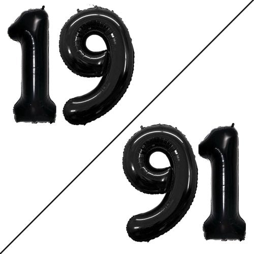 GOER Jumbo 42-Inch Number 19 Balloons - Sweet 19 Birthday Party Decorations | Black Foil Helium