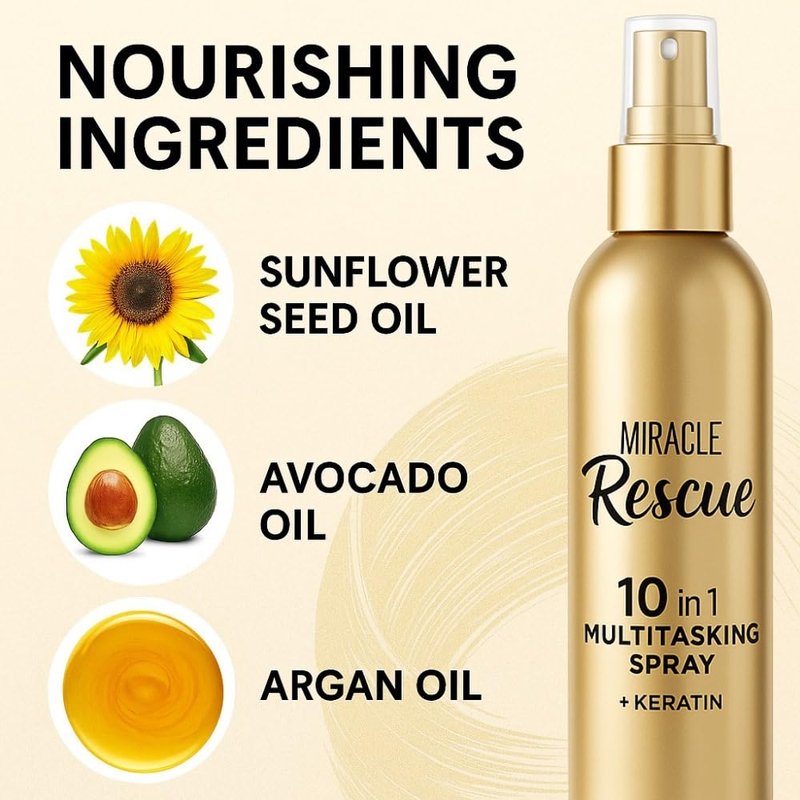 Compatible with 10-in-1 Leave-In Conditioner Spray – Repairs, Detangles, Adds Shine, Moisture & Frizz Control – Sulfate-Free, Color-Safe, 5.7 oz