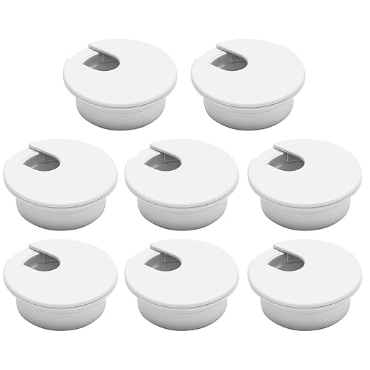 BOPOREAE Desk Grommet 1-3/8" (35 mm), Desk Cord Hole Cover, Cable Grommet ABS Plastic, Desk Hole Grommet for Office and Home Table Cable, Detachable Cable Cord Organizer (White 8 Pcs)