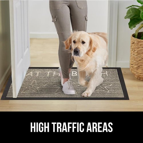 GORILLA GRIP 100% Waterproof All-Season WeatherMAX Doormat US Designed Natural Rubber, Stain and Fade Resistant, Low Profile Indoor Outdoor Door Mats, Easy Clean Patio Mat, 29x17, Sand Beach