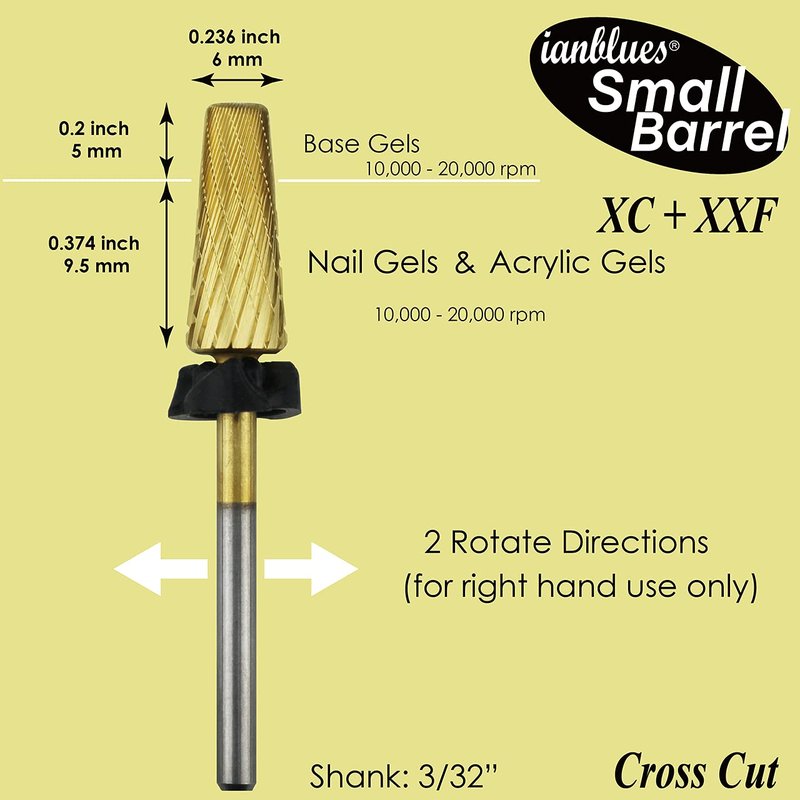 5 in 1 Nail Drill Bit Set - Professional E-File for Manicure | Mixed Sizes, Cross Cut, 3/32” Shank