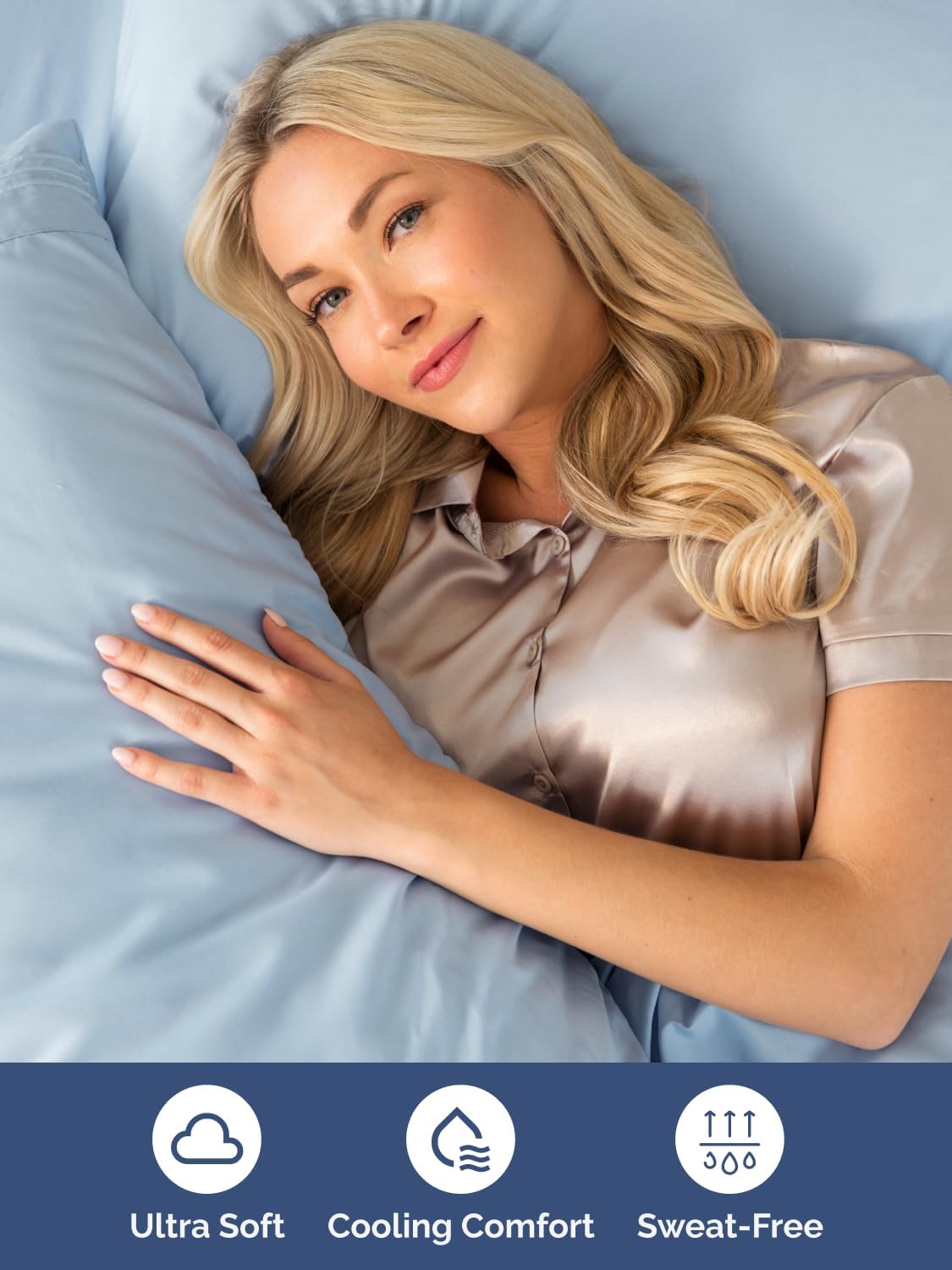 Skiennix Extra Deep Cal King Sheet Set - 6 Piece Breathable Cooling Bedding - Soft Wrinkle-Free Sky Blue