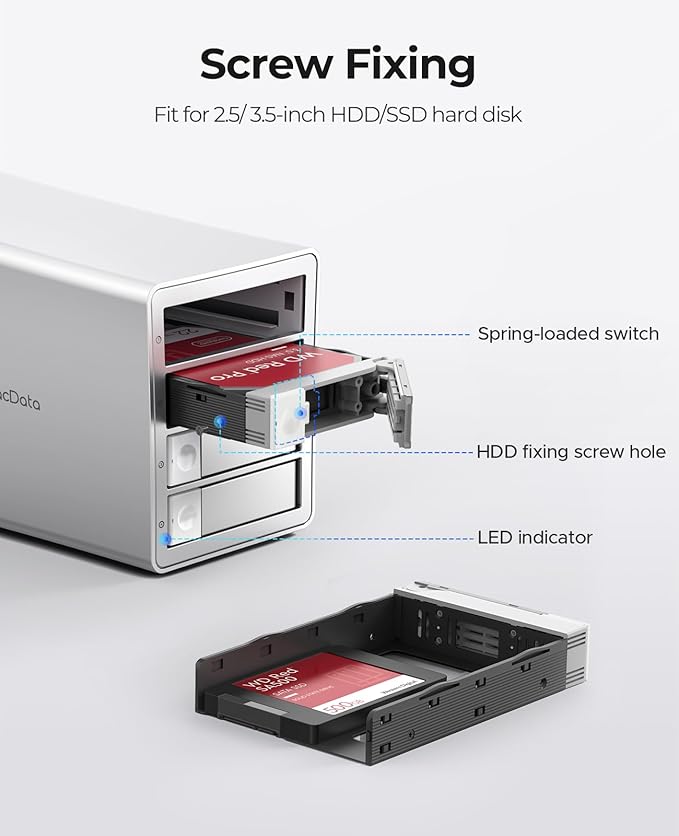 ORICO 4-Bay RAID External Hard Drive Enclosure USB 3.0 for 2.5/3.5 Inch SATA HDD/SSD, Supports Up to 22TB, RAID 0/1/3/5/10/JBOD, 5Gbps Transfer, Silent Cooling Fan