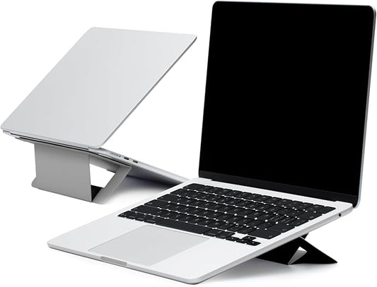 MOFT Laptop Stand for Desk, Adhesive Airflow Laptop Cooling Stand for Heat Dissipation with 2 Adjustable Viewing Angles, Foldable & Portable Computer Stand Compatible with Laptops 11"-16", Cool Grey
